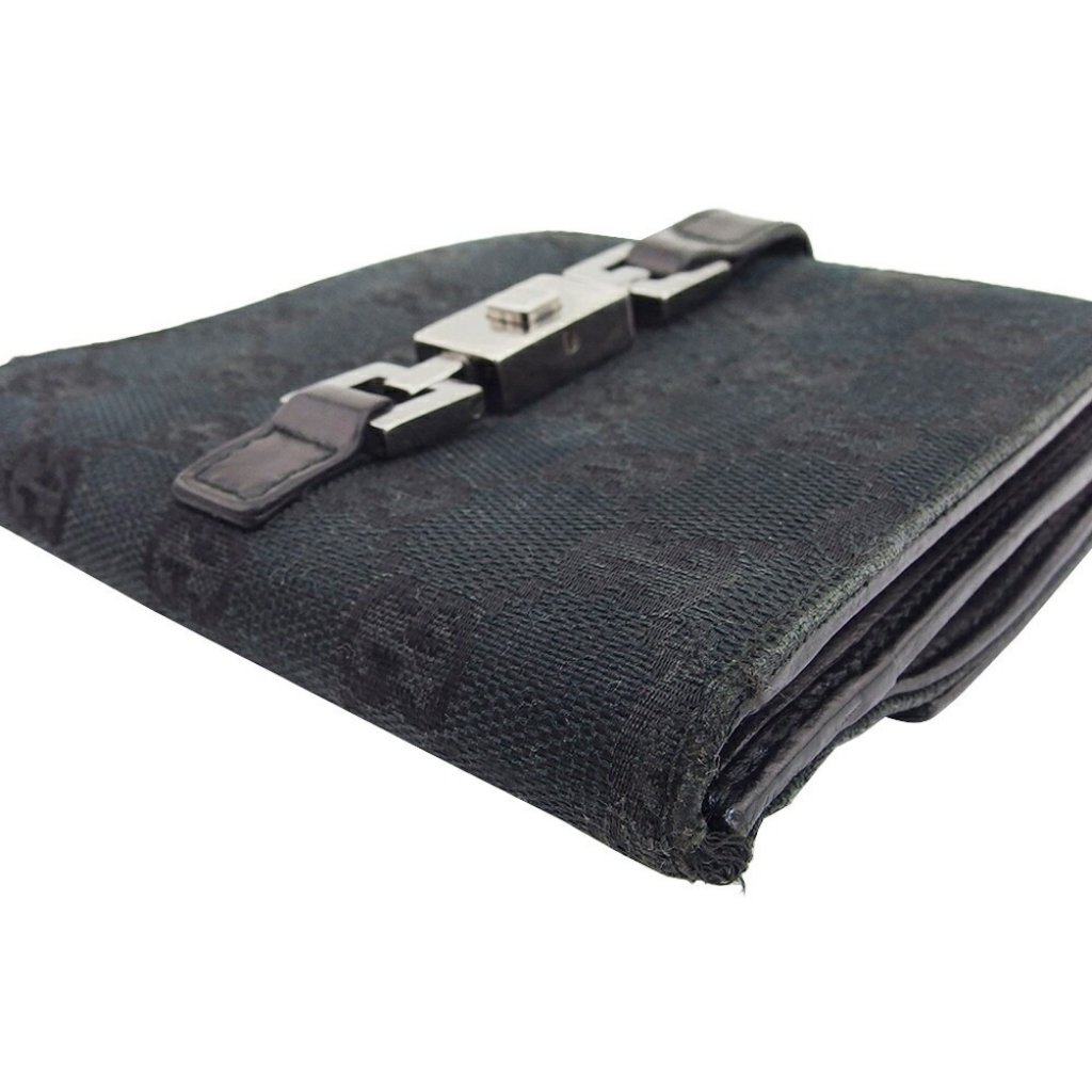 Gucci Bifold Wallet Black X Gray X Silver Women Authentic Secondhand